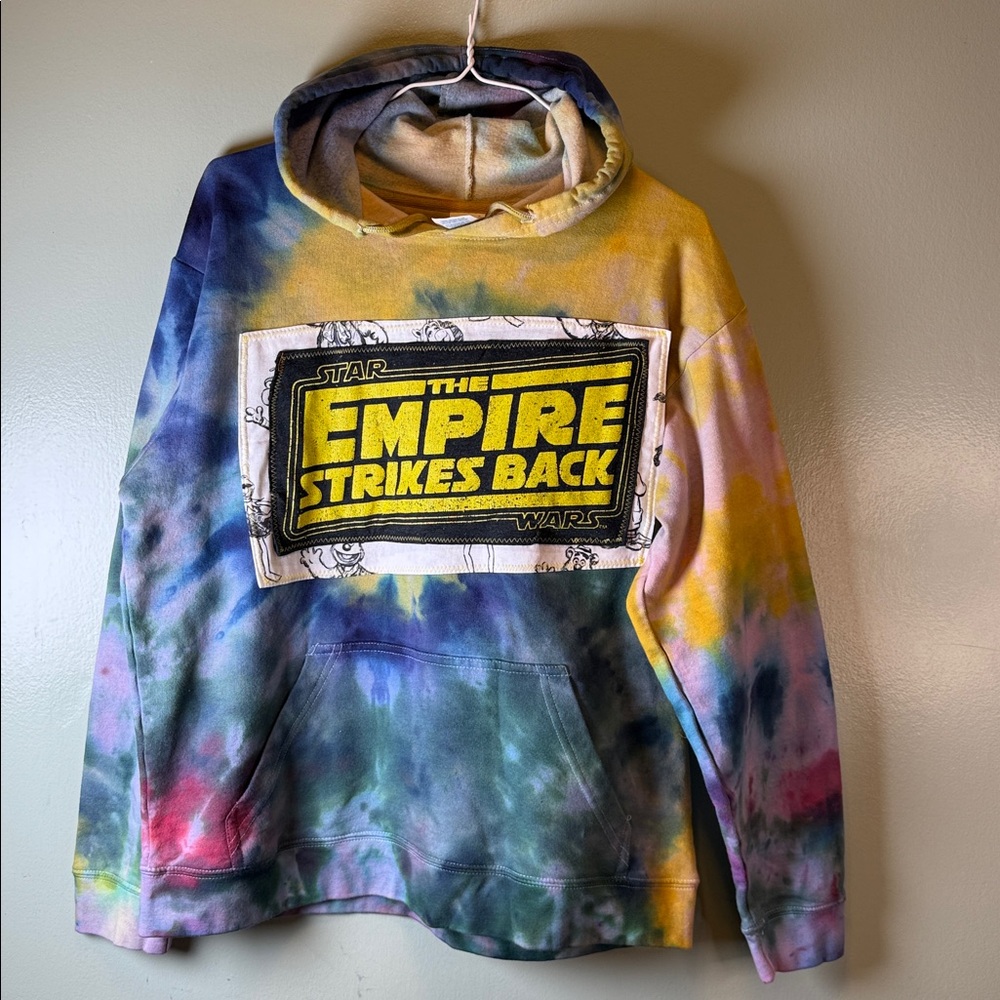 Multicolor Tie-Dye Hoodie with patches